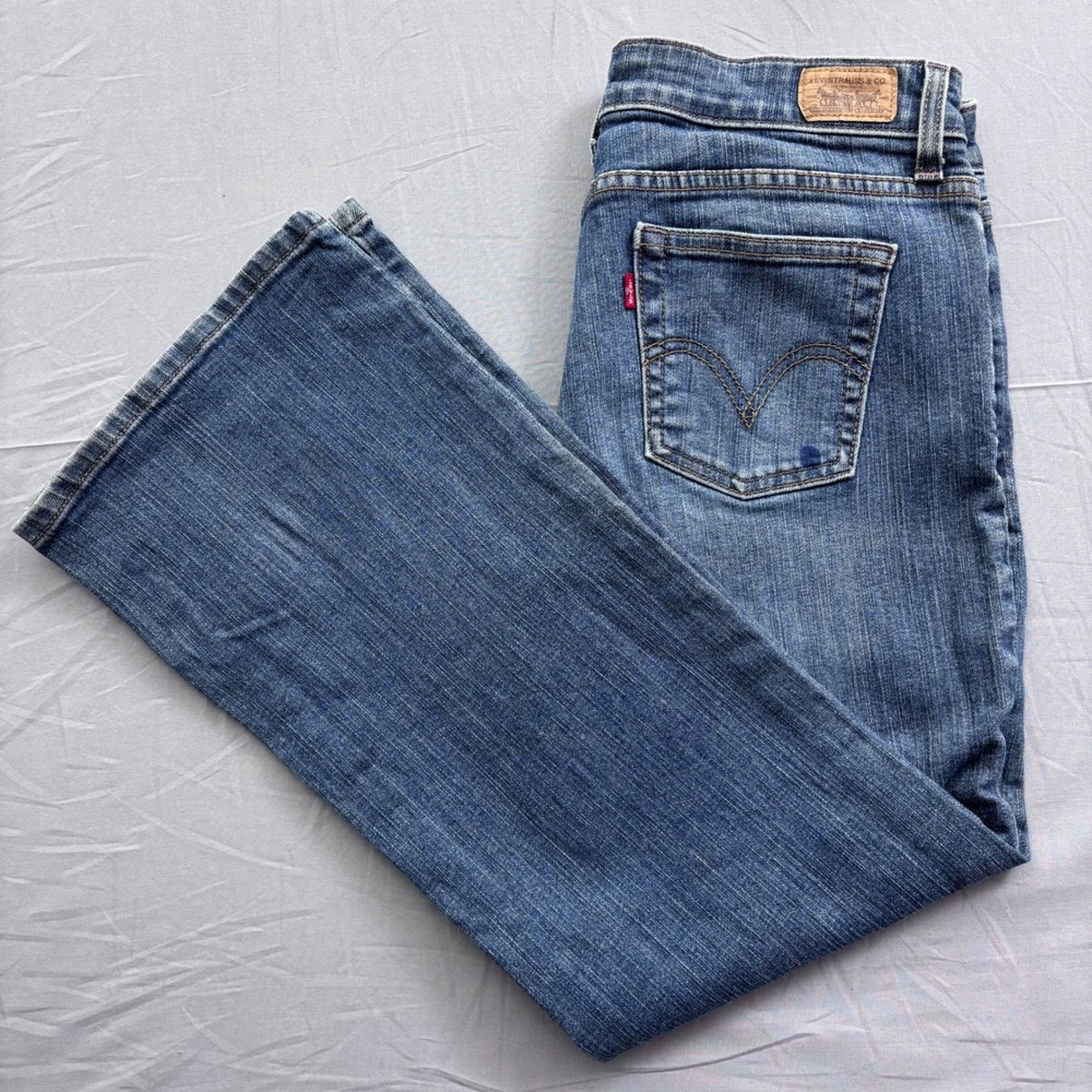 Levis 515 Boot Cut Jeans Country Womens 10P Short Medium Wash Blue Denim Stretch